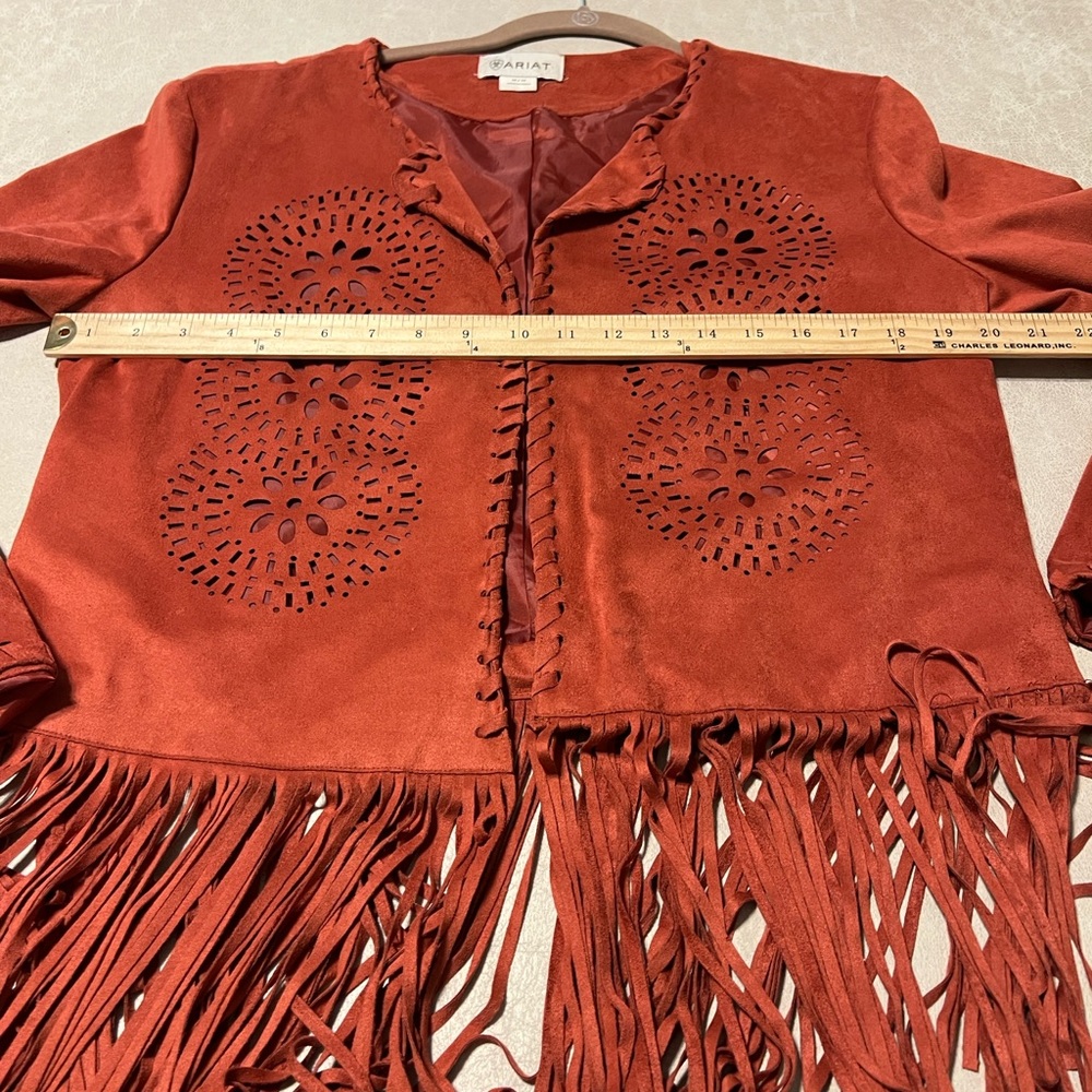 Ariat Faux Suede Rust Jacket w/Fringe & Laser Cut Detail. Women's Size M. #9062 - Picture 8 of 11